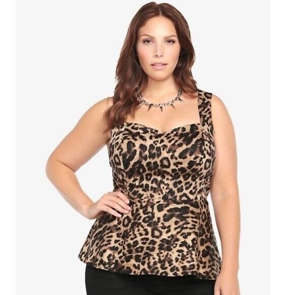 torrid Tops - Torrid Animal Print Peplum Sleeveless Top Tan Black Womens Plus Size 4 4X H14641